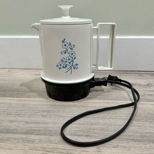 Vintage Blue Floral Regal Poly Hot Pot 5 Cup Electric Tea Coffee Water Kettle